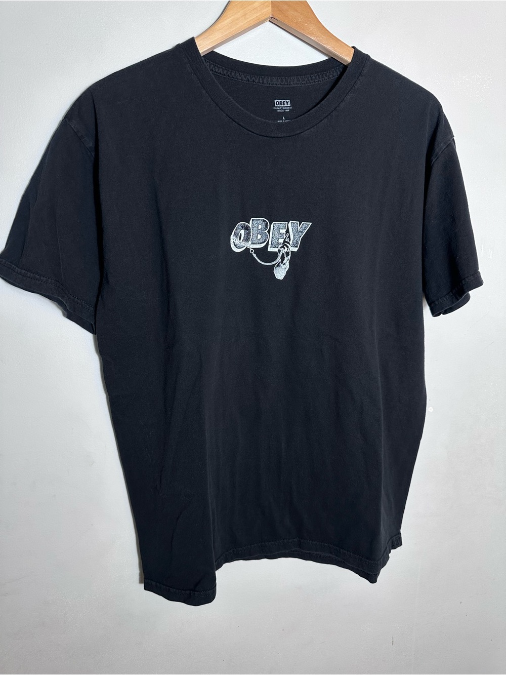 Obey Black Short-Sleeve Tee with White Logo Graphic